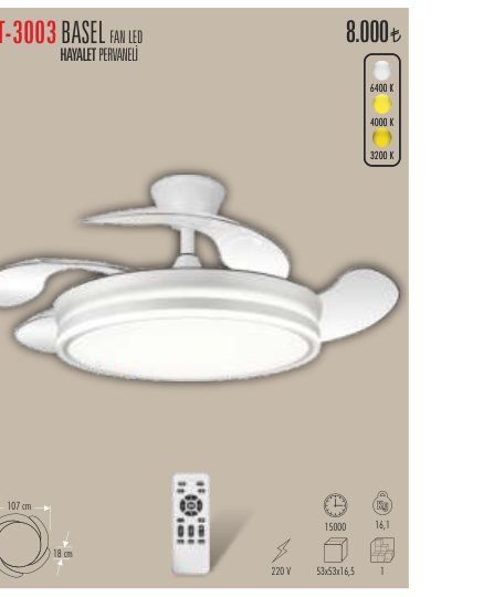 CATA CT-3003 · BASEL FAN LED HAYALET PERVANELİ