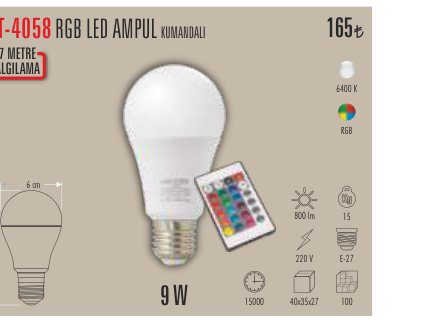 CATA CT-4058 · RGB LED AMPUL KUMANDALI METRE