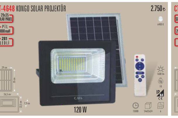 CATA CT-4648 · KONGO SOLAR PROJEKTÖR PANEL