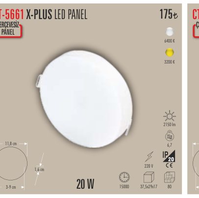 CATA CT-5661 · X-PLUS LED PANEL ÇERÇEVESİZ
