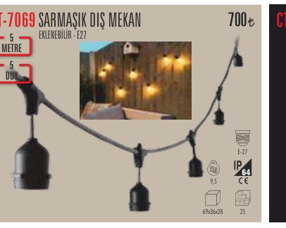 CATA CT-7069 · SARMAŞIK DIŞ MEKAN EKLENEBİLİR - E27