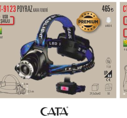 CATA CT-9123 · POYRAZ KAFA FENERİ USB %100