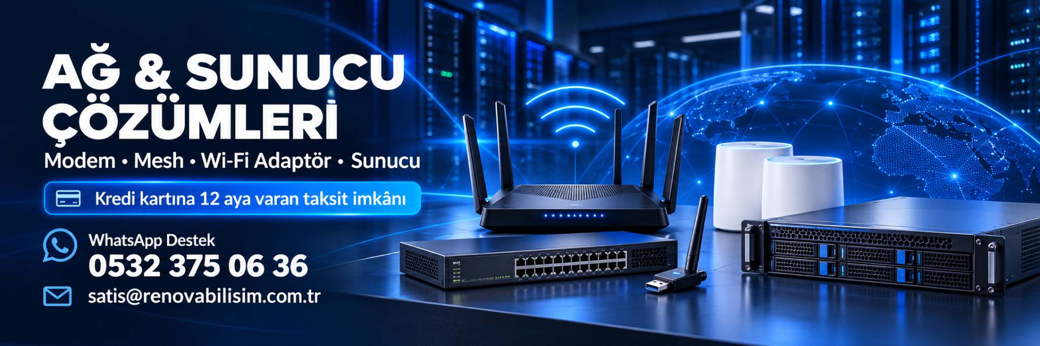 Modem, Mesh, Wi-Fi adaptör ve sunucu